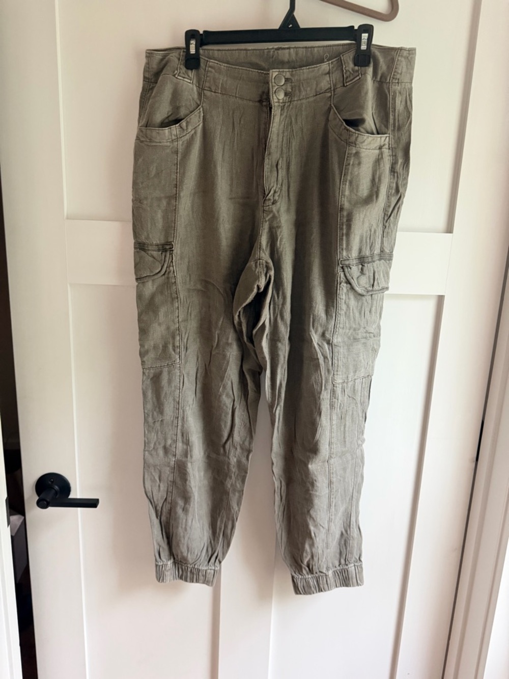 American Eagle Super Hi-Rise Cargo Linen Blend Joggers